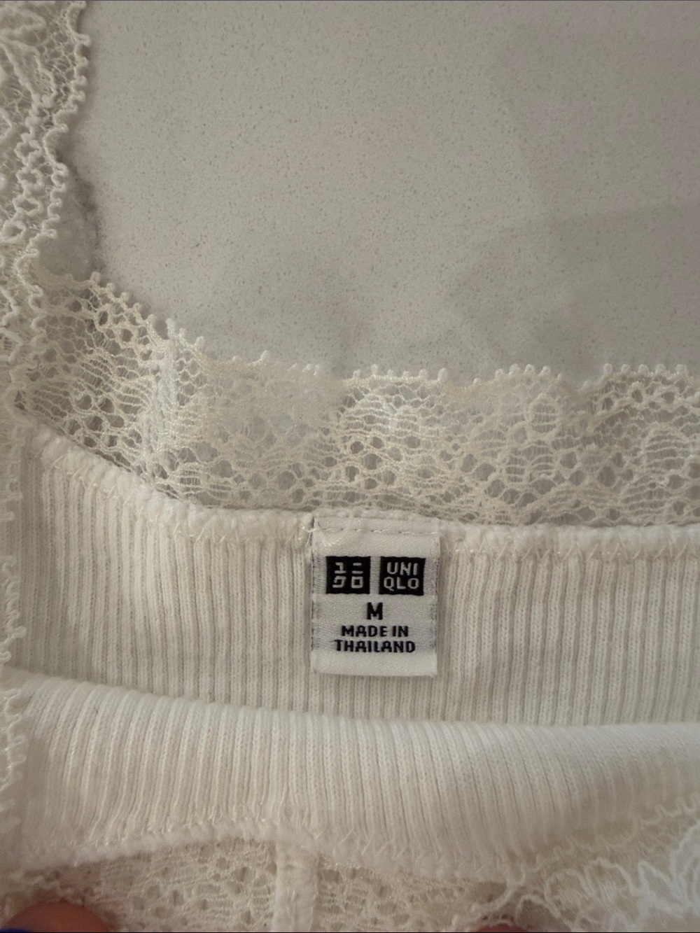 Uniqlo Lace-Edge Ribbed Camisoles - Black & White - Picture 3 of 5